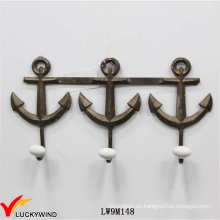 Anchor Wall Art Vintage 3 ganchos de pared de metal